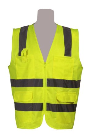 Γιλέκο ανακλαστικό με φερμουάρ και τσέπες (KA-051) Κίτρινο